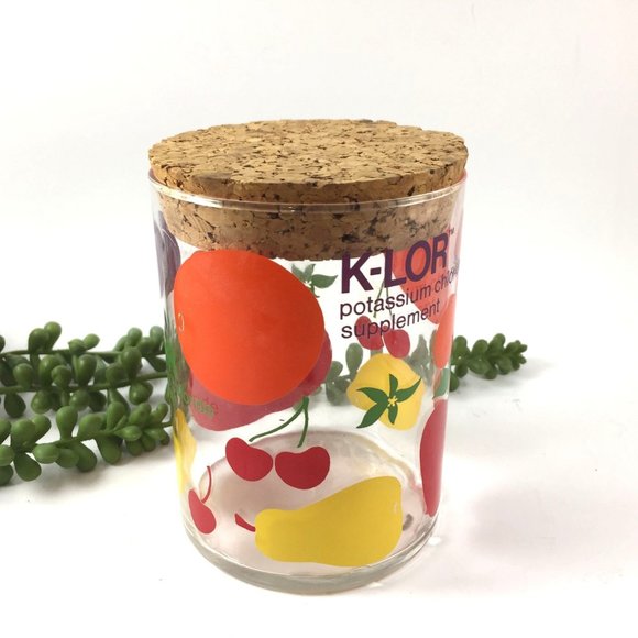K-LOR Rx Pharmaceutical Advertising Painted Fruit Glass Storage Jar - Picture 2 of 5